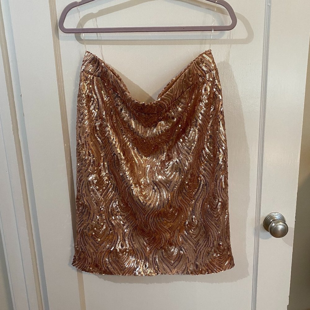 Sequin Mini Gold Skirt